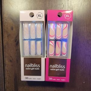 Dashing Diva NailBliss -Salon Gel Nails - Pink and White - XL Length NIB